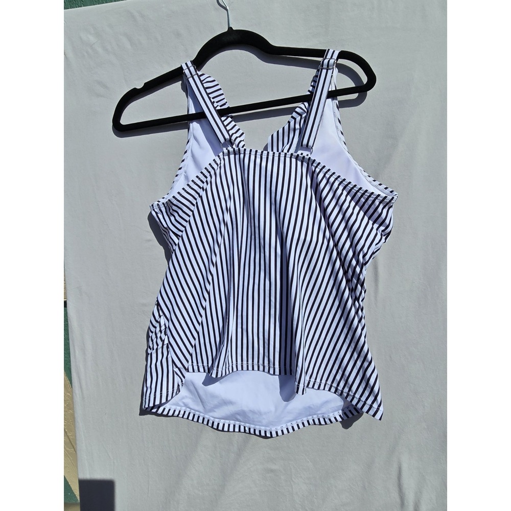 Yonique Black & White Halter Tankini Swim Top ONLY!  Size XL Ruffle Chest NEW - Picture 10 of 10